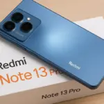 Blue smartphone on white box